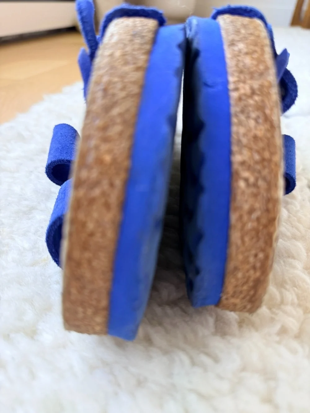 Birkenstock Cobalt Blue Suede Double-Buckle Sandals like new Sz 38 - Picture 6 of 7
